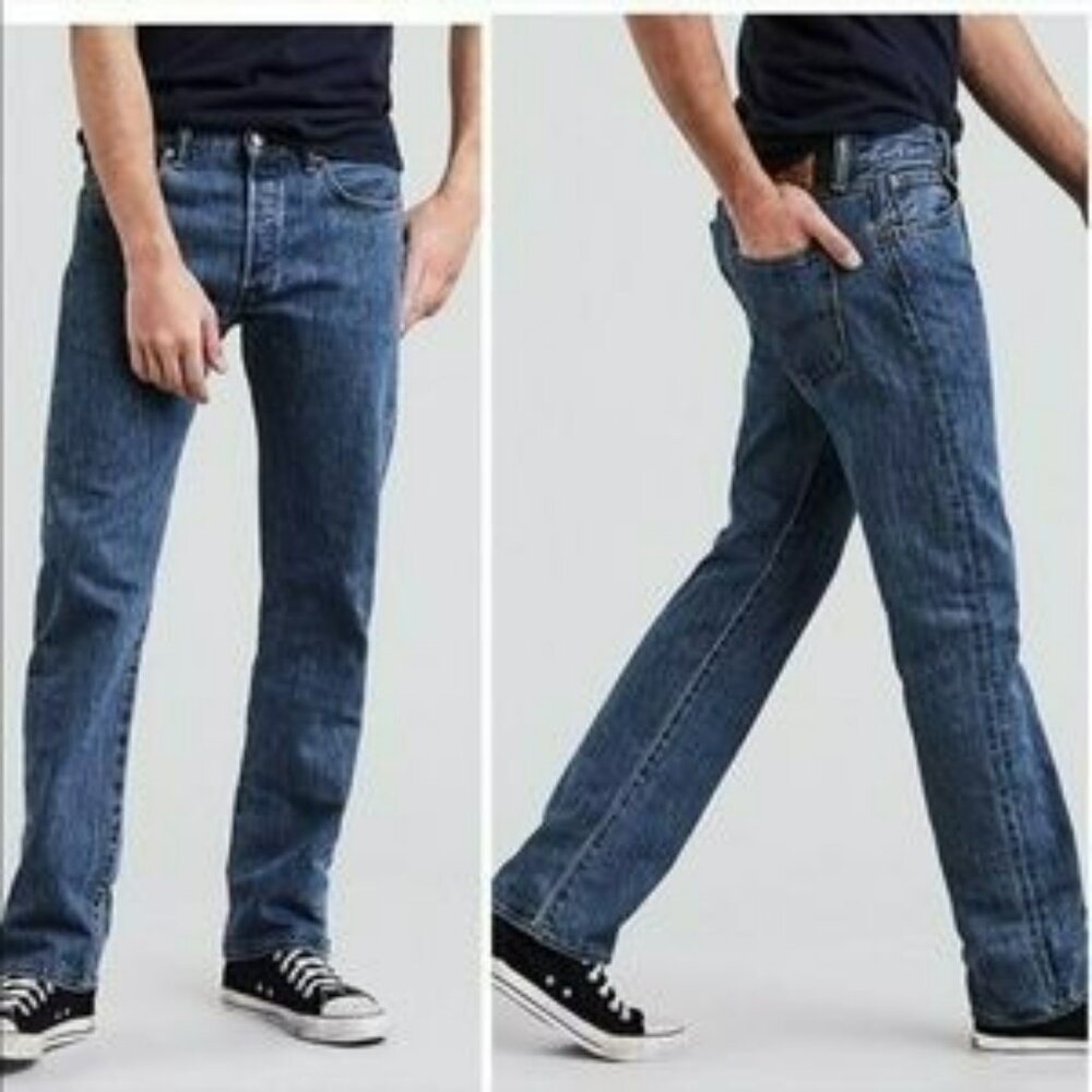 Y2K Levis Original 501 Straight Leg Button-Fly Jeans Mens W36 L32 Denim